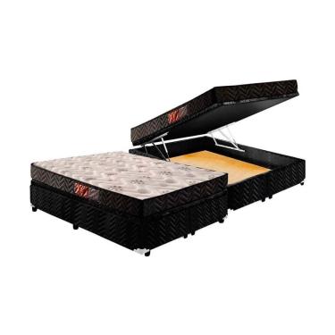 Imagem de Cama Box Baú Queen Colchão Espuma D45 Paropas Pasquale + Base Crc Suede Black(158x198)