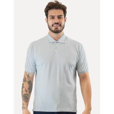 Imagem de Polo Guess Masculina Piquet Frieze Logo Relief Azul Claro-Masculino