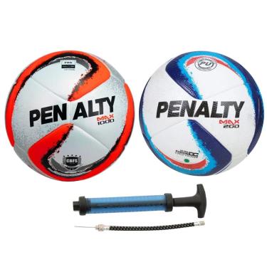 Imagem de Kit 02 Bola De Futsal Penalty Max 1000  Oficial CBFS Selo FIFA+01 Bomba De Ar Penalty Sac Dupla Ação