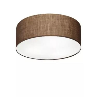Imagem de Plafon Cilíndrico Vivare Md-3046 Cúpula Em Tecido 35x12cm - Bivolt Café 127/220v