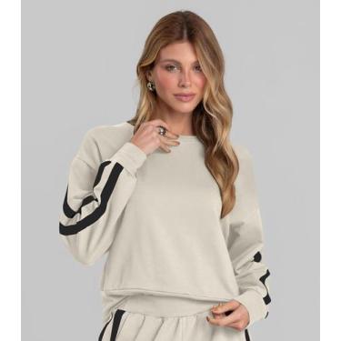 Imagem de Moletom Feminino Em Molecotton Peluciado Dianna Bege, M, Bege