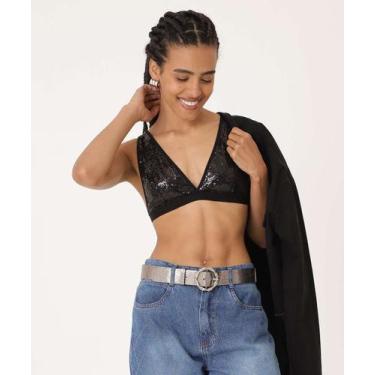 Imagem de Sutiã Triângulo Sem Bojo Paetê Marisa-25071, Preto, 44