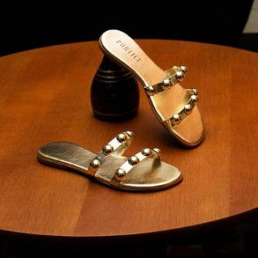 Imagem de Sandália Rasteirinha Feminina Flat Casual Flatform Rasteira Enfeite Metal-Feminino