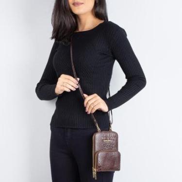 Imagem de Carteira bag feminina de couro croco Ingrid-Feminino