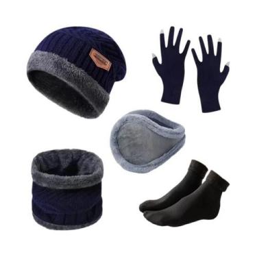 Imagem de Conjunto De Gorro De Inverno Masculino Com Protetores De Orelha, Luvas