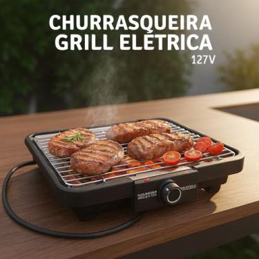 Imagem de Churrasqueira Elétrica Grill Grelha 2000W 127V Controle de Temperatura