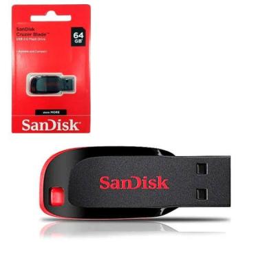 Imagem de Pen Drive SanDisk Cruzer Blade 64GB USB 2.0 Compacto Original Ideal pa