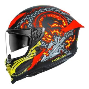 Imagem de Capacete Norisk Rock Mortal Kombat Scorpion Preto e Laranja Tamanho:60