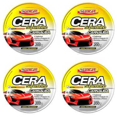 Imagem de 4x Cera Pasta Automotiva Superbrilho 200g Carnaúba - Luxcar