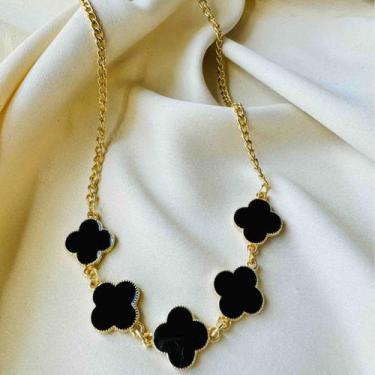 Imagem de Colar Trevo Preto Inspiração Alhambra Banhada Ouro 18k - Maria Pinho