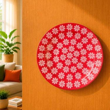 Imagem de Pires Decorativo de Parede com Suporte Fixação Cerâmica Branco