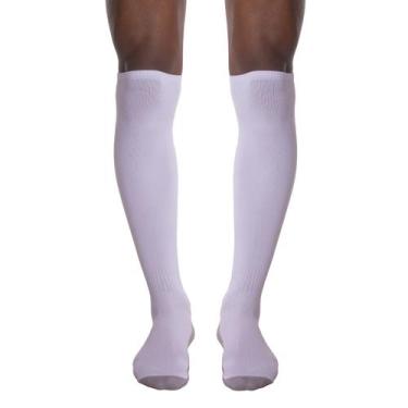 Imagem de Meião para futebol Selene, 39 a 43, Branco, Cinza