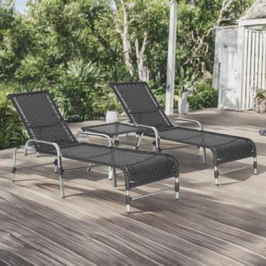 Imagem de Kit 2 Espreguiçadeiras Mesa em Alumínio Piscina Jardim e Área Catar Pr