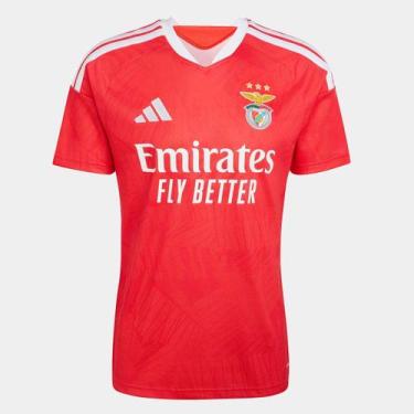 Imagem de Camisa Benfica Home 26/27 s/n Torcedor Adidas Masculina, Branco, Verme