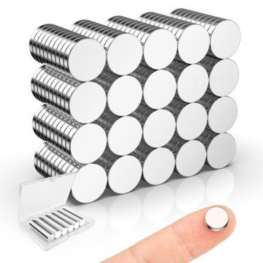 Imagem de Ímãs redondos Caturledas, pacote 200, 10x2 mm, neodímio, prata