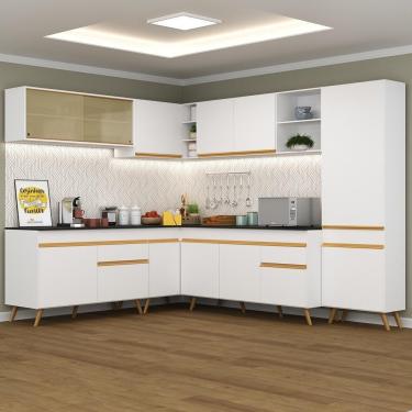 Imagem de Cozinha Completa de Canto Veneza GW Multimóveis MP2065 com Armário e Balcão Branca