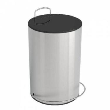 Imagem de Lixeira Redonda 5 Litros Tampa Preta Inox Ghelplus