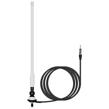 Imagem de Antenas de barco à prova d'água antena de rádio marítima carro mastro de borracha flexível FM AM antena para ATV UTV RZR SPA Yacht Camper GA057W (branco)