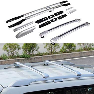 Imagem de UDP-Auto 4 peças barras transversais de alumínio barras transversais bagagens bagageiro trilho de teto barra de rack serve para Land Cruiser Prado FJ150 2010-2020 - prata