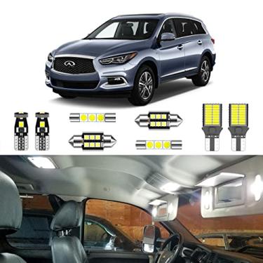 Imagem de LIGHSTA Kit de luz interior de LED branco super brilhante com 14 peças, pacote para Infiniti QX60 2014 2015 2016 2017 2018 2019 2020 2021 2022 + luzes de placa de identificação e ferramenta de instalação