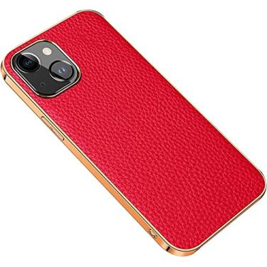 Imagem de IOTUP Capa para iPhone 14/14 Plus/14 Pro/14 Pro Max, couro genuíno fino flexível chapeado TPU capa traseira com proteção de câmera capa de telefone (cor: vermelho, tamanho: 14Plus)