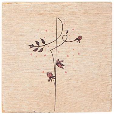 Imagem de Arte Maníacos Bloco em madeira Fé Floral - 15x15cm