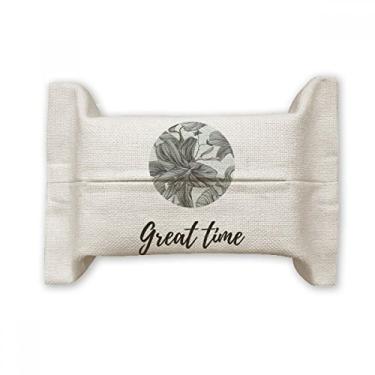 Imagem de Bolsa de linho de algodão para lenços faciais com flores de desenho de lírios