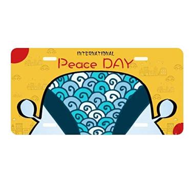 Imagem de DIYthinker Calção de banho azul com estampa de ilustração para placa de carro Decoração Dia da Paz