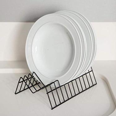 Imagem de Organizador Porta Pratos Vertical de Bancada Armário de Cozinha (preto)