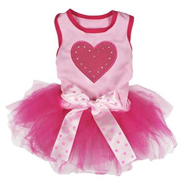 Imagem de Vestido Petitebella rosa choque coração filhote cachorroPetitebella Large rosa 7W-VJ97-39H4
