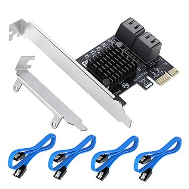 Imagem de Placa PCIe Sata com 4 portas, PCI Express para SATA 3.0 inicialização do controlador de expansão como disco do sistema para suporte de PC desktop SSD e HDD com suporte de perfil baixo e 4 cabos SATA