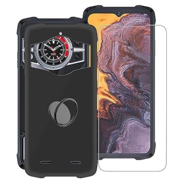 Imagem de KJYFOANI Capa para Cubot Kingkong 9, [1 película protetora de vidro temperado], capa macia à prova de choque, com [suporte de anel de rotação de 360°] Capa para Cubot Kingkong 9 (16,7 cm) – Preto