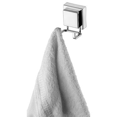 Imagem de Cabide Gancho Duplo Ventosa Porta Toalha Banheiro Cromado
