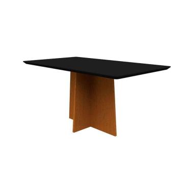 Imagem de mesa de jantar retangular com tampo de vidro anitta preta e ype 160 cm