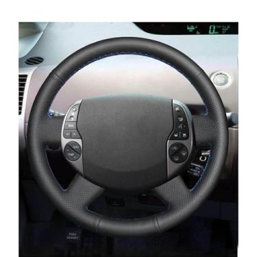 Imagem de LAVIYE Handsewing preto PU couro artificial carro volante tampas envoltório, para Toyota Prius 20 XW20 2003-2009 Raum 2 2003 2004-2011