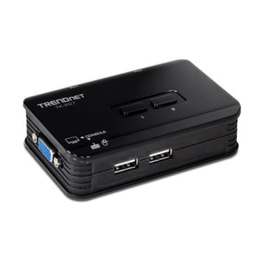 Imagem de Chaveador KVM TrendNet TK-207K - 2 computadores em 1 monitor, teclado e mouse - USB - com Cabos KVM