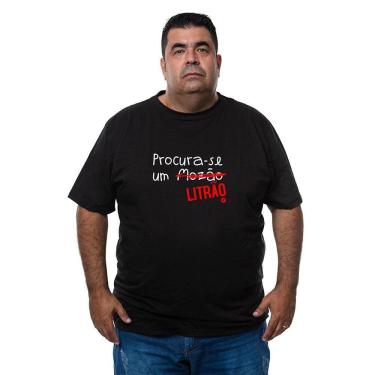 Imagem de Camiseta Plus Size Masculina 100% Algodao Procura-Se Um Litrao Com Abridor De Garrafas Integrado