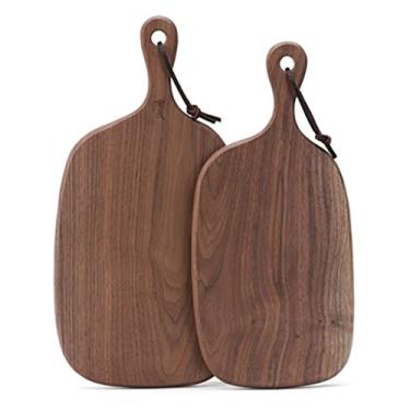Imagem de Espaçoso Tábuas de charcutaria de madeira, com alça para servir Tábua de queijo Tábuas de cortar de madeira Pão de pizza Pratos de jantar de madeira Multifuncional