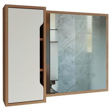 Imagem de Espelheira Reversivel Para Banheiro 1 Porta Bn3645 Amendoa Branco Tecn