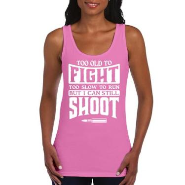 Imagem de Camiseta regata feminina Too Slow to Run But I Can Still Shoot 2nd Amendment Second Gun Rights Retired Veteran Patriotic, Rosa choque, G