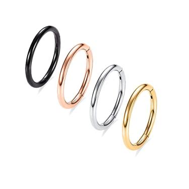 Imagem de KREZIP Anel de nariz dourado 16G 18G 20G 316L Aço inoxidável articulado anel de nariz anéis septo cartilagem daith tragus hélice brincos de argola hipoalergênico piercing corporal joias para mulheres homens meninas, Aço inoxidável, Sem pedra preciosa