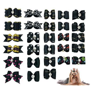 Imagem de PET SHOW 20 peças de laços de cabelo para cães pequenos com faixas de borracha, filhotes, cachorros, gatos, topnó, laço, acessórios de cuidados de cabelo combinando para meninos e meninas, poodle da Pomerânia yorkie, poodle maltês, shih tzu groomer