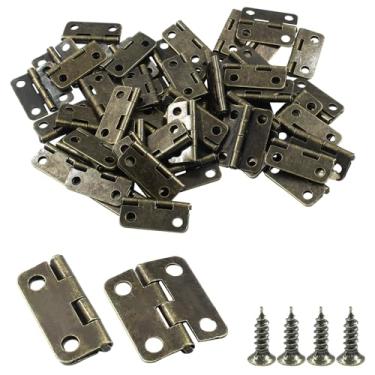 Imagem de Hordion 60 dobradiças mini dobradiças para caixa de joias, dobradiças antigas pequenas dobradiças decorativas com parafusos para artesanato, caixa de madeira DIY, bronzen