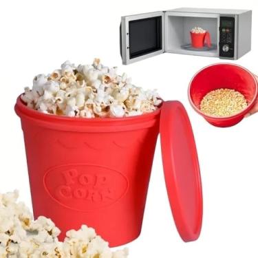 Imagem de Balde Estoura Pipoca De Silicone Pipoqueira Sem Óleo Para Micro-ondas Microondas Saudável Fitness Prático