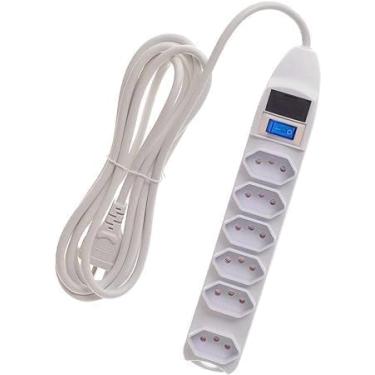 Imagem de Régua Elétrica Inteligente: 6 Tomadas com Filtro de Linha, Cabo de 3 Metros, Compatível com Diferentes Tensões, Interruptor de Energia e Fusível de Segurança