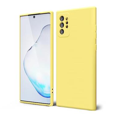 Imagem de oakxco Capa de telefone projetada para Samsung Galaxy Note 10 Plus com aderência de silicone, capa de telefone de gel de borracha macia para mulheres e meninas, fina, fina, flexível, protetora, TPU de 6,8 polegadas, amarela