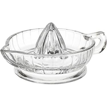 Imagem de KKgud Espremedor de frutas cítricas com alça e bico, espremedor manual de vidro para limão pequeno e laranja pequeno