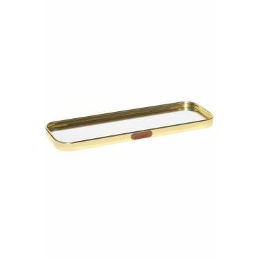 Imagem de Kit 2 Bandeja Alumínio Espelho Retangular Decorativa Dourado