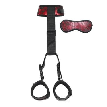 Imagem de Brinquedo Sexual Restrição Algemas Ajustáveis, Colarinho Brinquedos Sexuais para Casais, Brincar na Cama (Vermelho)