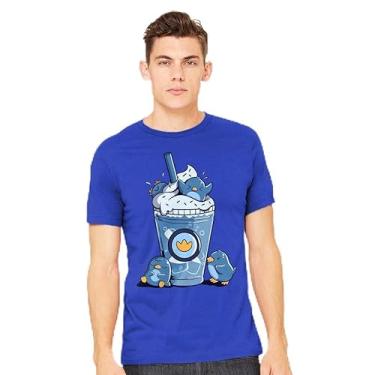 Imagem de TeeFury - Penguin Iced Coffee - Camiseta masculina animal, pinguim, Azul marino, 4G